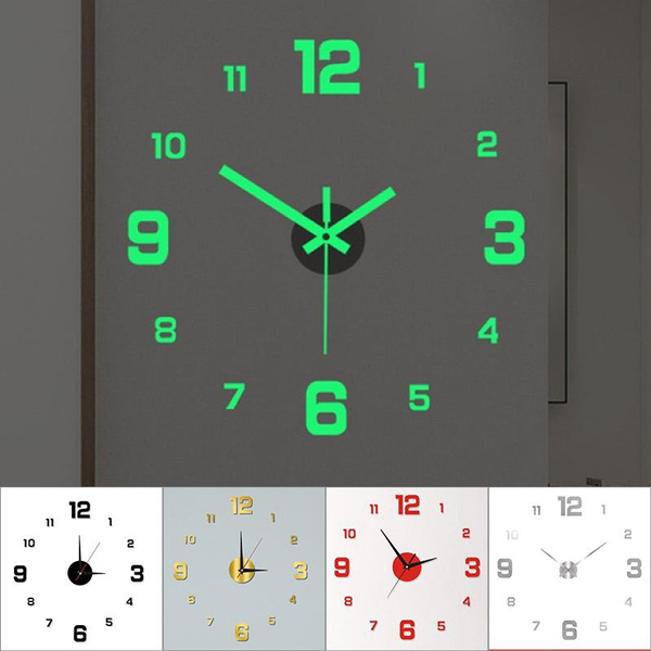 New 3D Wall Clock Luminous Frameless Wall Clocks DIY Digital Clock Wall