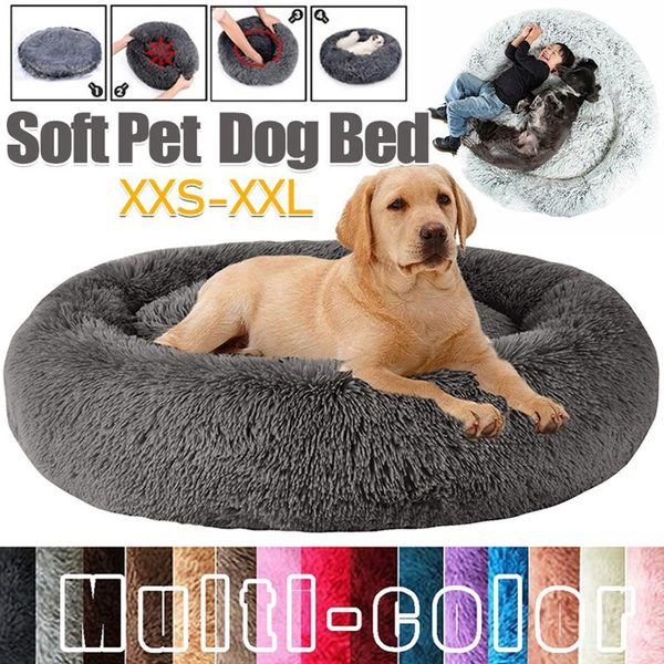 40/50/60/70/80cm Large Round Long Plush Dog Beds for Large Dogs Cushion