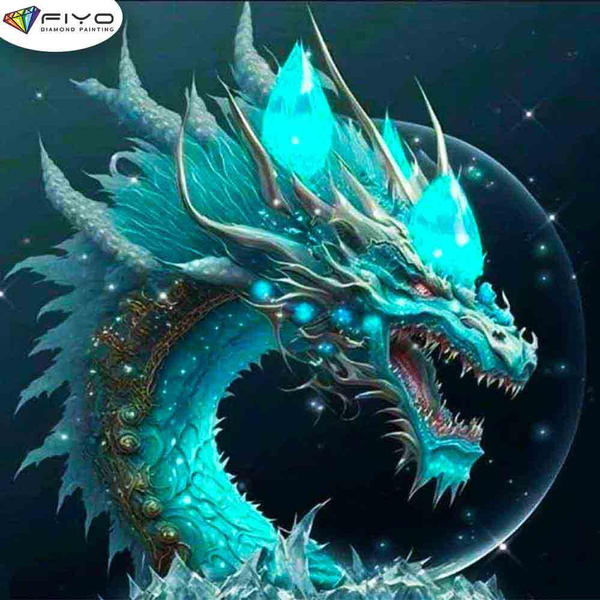 FIYO Crystal Dragon Diamond Painting Kits For Adults DIY 5D Diamond Mosaic  Diamond Painting Home and Kitchen Fashion Canvas Pictures Wall Decoration  Gifts Arts and Crafts (Full Round 25x25/30x30/40x40/50x50cm)(Full Square  30x30/40x40/50x50cm)