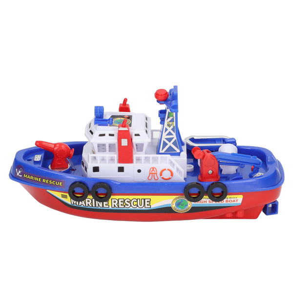 Fire Boat Toy Auto Water Spraying Educational Music Light Electric
