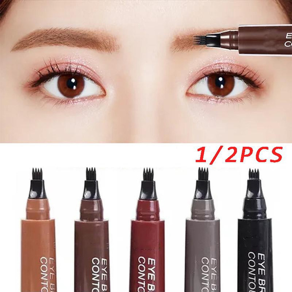 5 Colors Eyebrow Tattoo Pen Waterproof 4 Points Eyebrow Pen Long