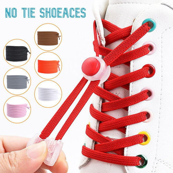 1 Set Spring Lock Shoelaces Without Ties Elastic Laces Sneakers Quick ...