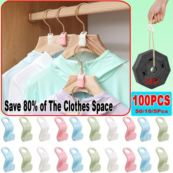 10/5Pcs Wardrobe Hangers Connector Hooks Space Saving Closet