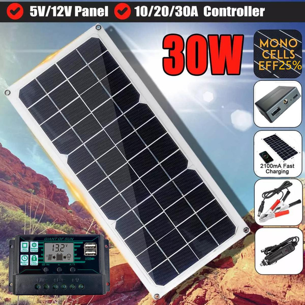 30 Watt 5V 12 Volt Monocrystalline Silicon Solar Panel Solar Trickle ...