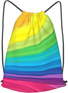 travel backpack, rainbow, Polyester, Drawstring Bags