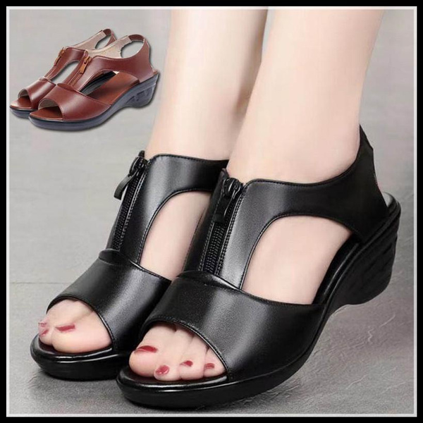 TELOTUNY Wedge Heel Wedge Heel Sandals Open Toe Fish Mouth Roman Style Shoes  With Flock Zipper For Women, Plus Size Available Y0721 From Nickyoung07,  $15.6 | DHgate.Com