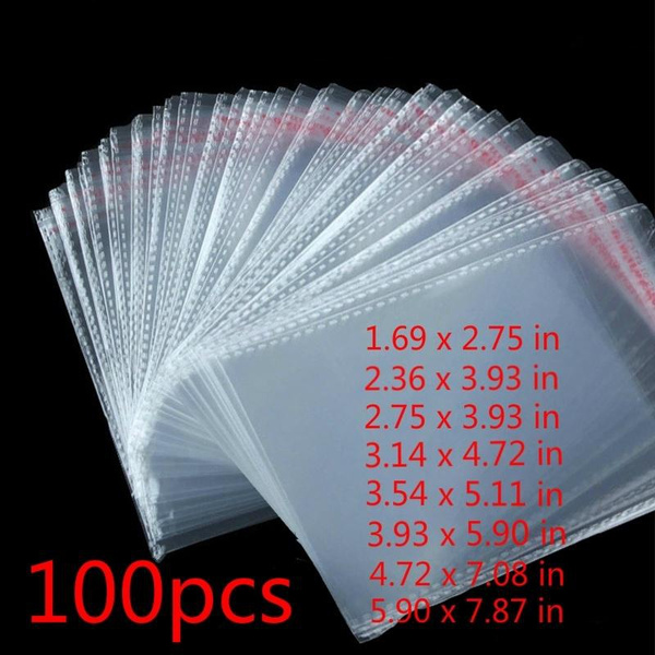 100pcs Resealable Poly Bag Transparent Plastic Bags Self Adhesive Seal  Jewellery opp packaging bag