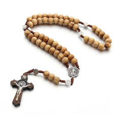 handmadewoodnecklace, Christian, Cross necklace, Beaded