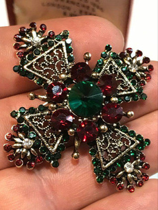 Crystal, Green, Pins, Vintage