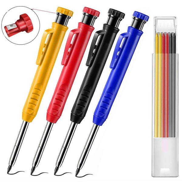 Solid Carpenter Pencil Set With Refill Leads Built In Sharpener Deep