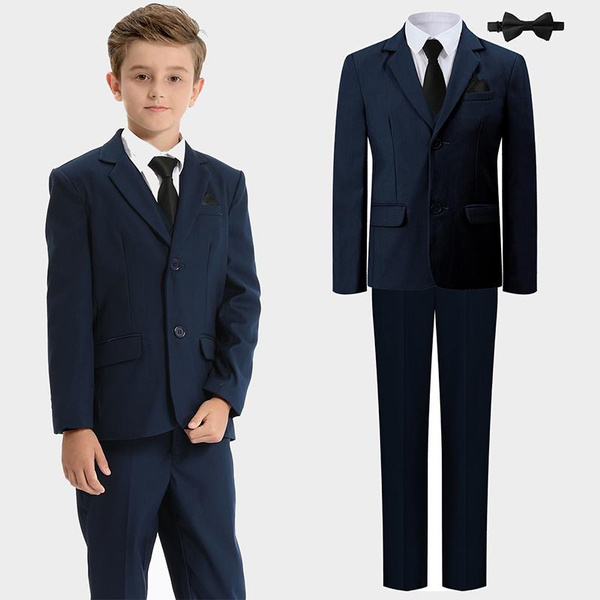Boys 7Piece Formal Suit Set with Dress Shirt, Jacket, Vest, Pants, Tie