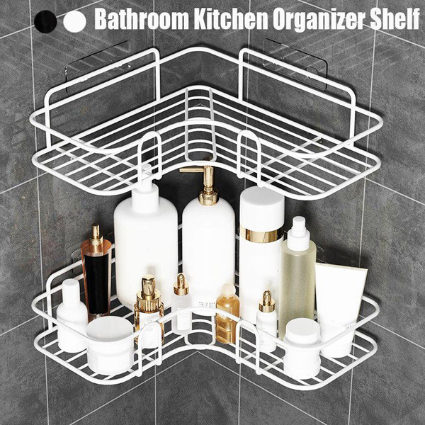Bathroom Shelf Shampoo Storage Rack Holder Kitchen Punch Corner