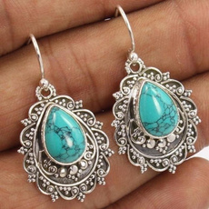 Sterling, Turquoise, Gemstone Earrings, Hooks