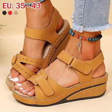 Summer, Sandals, wedge, roundtoeshoe