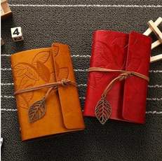 Diary, sketchbook, leaf, leather