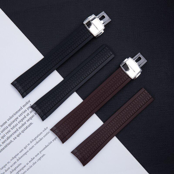 PURYN 21mm Fluororubber Horlogeband voor Patek Aquanaut Philippe band 5164A 5167A Zwart Blauw Oranje Zachte Rubber Gebogen End Armbanden, Rose Buckle, agaat