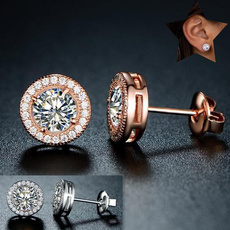 goldplated, moissanite earrings, zirconstudearring, Stud Earring