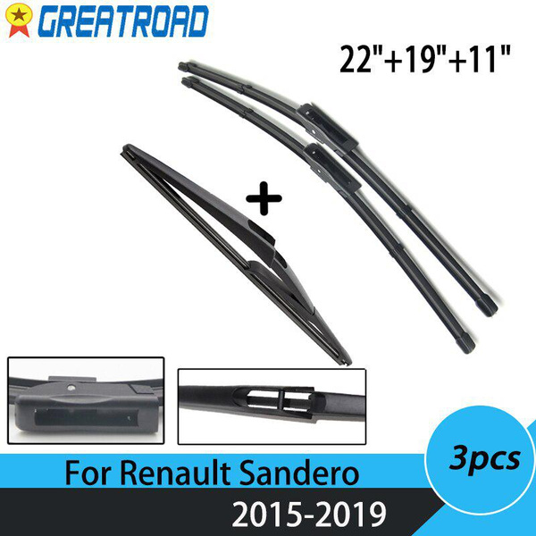 Wiper Front & Rear Wiper Blades Set For Dacia Renault Sandero 2015 2016 2017 2018 2019