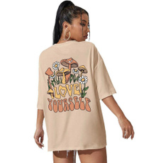 fashionwomentshirt, Love, Mushroom, roundnecktshirt