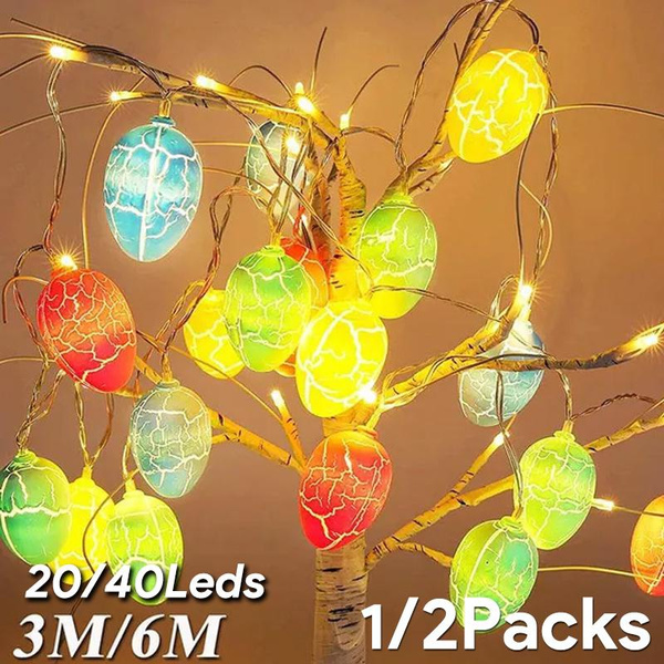(1/2Packs)Easter Eggs Lights 10 FT 20LED Easter Lights Battery Operated