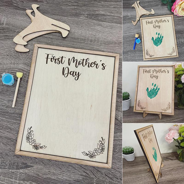 Baby Handprint DIY First Mothers Day Handprint Baby Handprint Wood