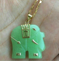 Green, Jewelry, Elephant, Necklace