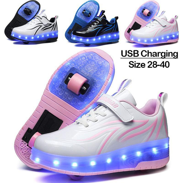 Kids Hilffiger Boys Girls Skate Shoes Roller Shoes Sneakers with wheels