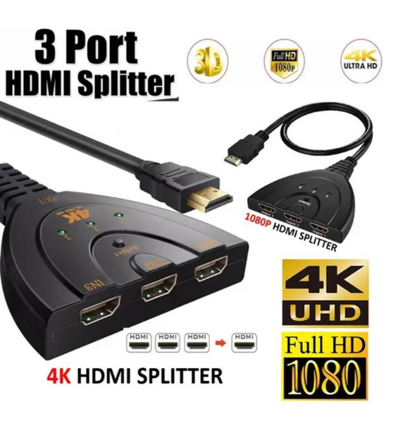Caja Conmutadora HDMI 3 En 1 Splitter Portátil 4K - Para Conectar Varias Consolas A Un TV
