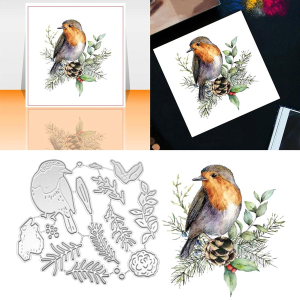 Metal Die Cuts Bird Leaf Embossing Stencil Cutting Dies for Card Making ...
