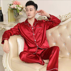pajamaset, silkpajama, Two piece set, Men's Fashion