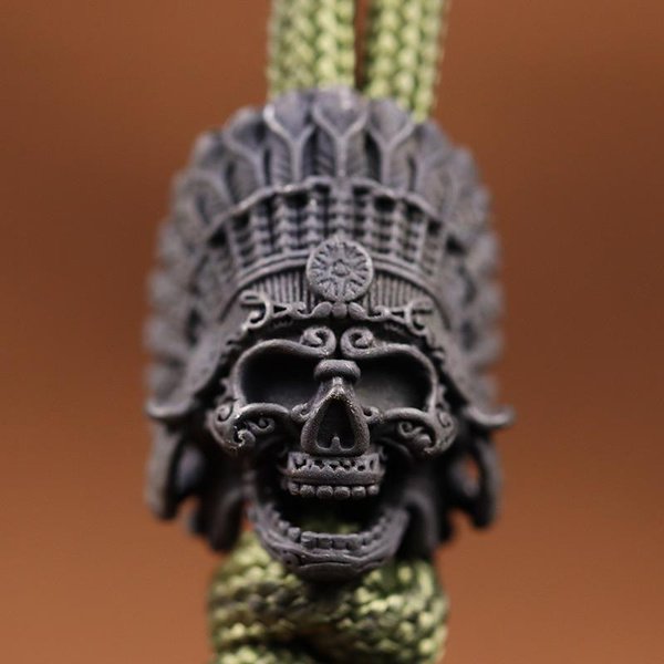 African Tribal Chief Pharaoh Skull Head Brass Knife Beads EDC Outdoor ...