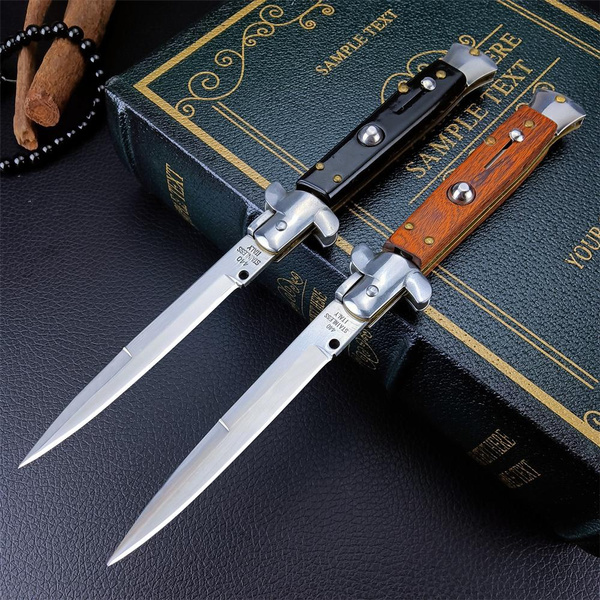 9 Inch AKC ITALY By Bill DeShivs Stiletto OTF AUTO Switchblade Spring