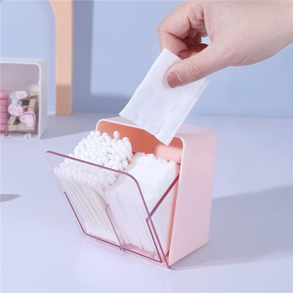 Dispenser Container Box with 2 Compartments, Bathroom Vanity Countertop