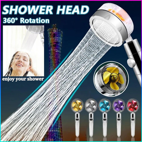 Newest Shower Head 360 Degree Rotation Water Saving Flow Turbofan