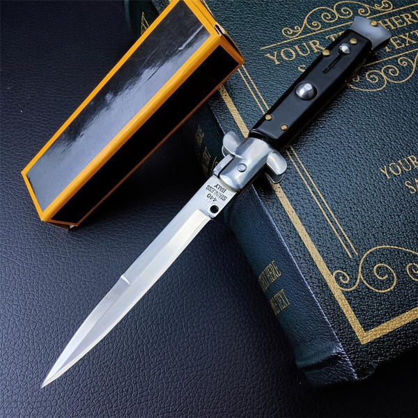 9" AKC Stiletto AUTO Spring Assisted Folding Knife 440C Switchblade