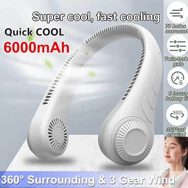 Portable Neck Fan, Bladeless Cooling Fan, 8H Working Time, Headphone ...