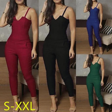Summer, Slim Fit, withpocket, sexy club jumpsuits