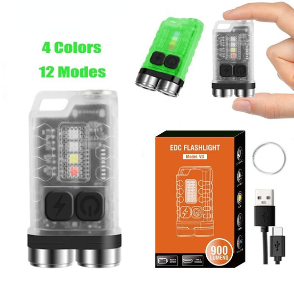 BORUiT V3 Mini EDC Flashlight 900LM Dual LED Light Torch Type-C ...