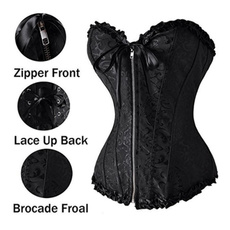 Zip, Women, Black Corset, brocadecorset