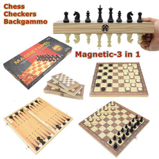 familygameset, Chess, magneticchesschecker, Wooden
