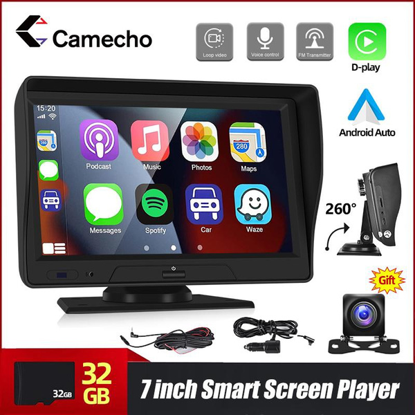 CAMECHO 7'' Car Monitor Vehicle Backup Camera Wireless Car Monitor IP68