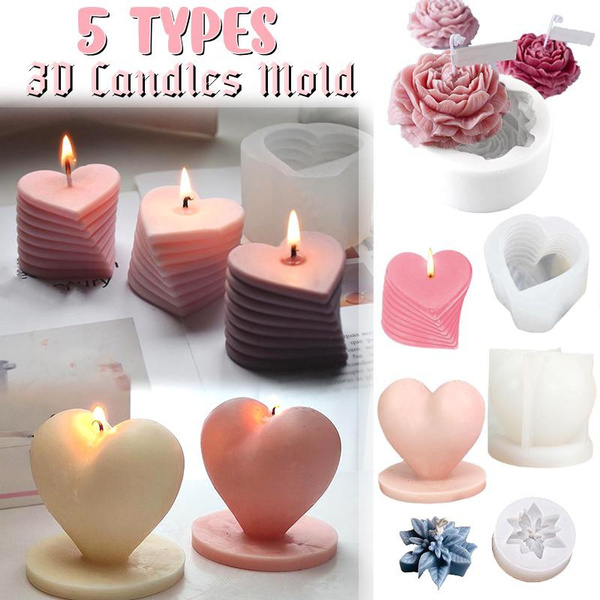 Heart Candle Mold Rose Flower Silicone Mold For Soap Candle Making