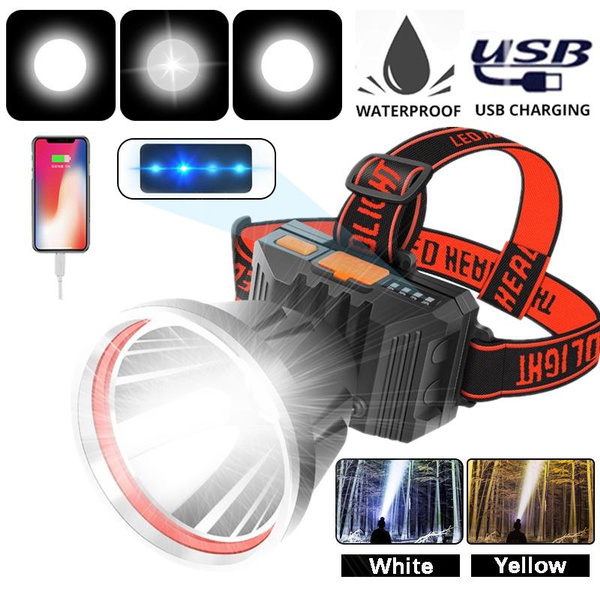 USB Rechargeable LED Headlamp 3 Lighting Modes HeadMounted Light with