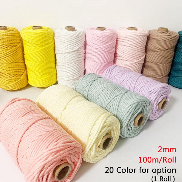 6 Rotoli Di Corda Macramè 3mm X 100m In Cotone Naturale - Multicolore Verde, Marrone, Rosso - Per Fai Da Te, Arazzi, Decorazioni Parete - 6