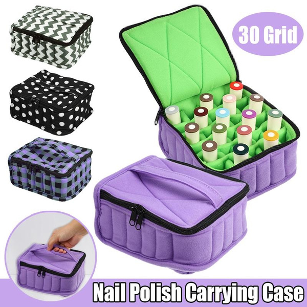 Portable Nail Polish Organizer Case with 30 Slot Foam For 15ml/0.5