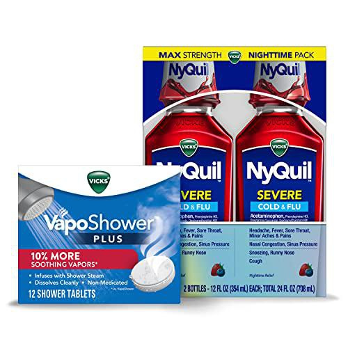 Vicks NyQuil Severe, Nighttime Relief of Cough, Cold & Flu Relief, Sore