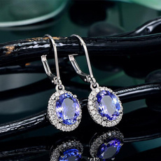 Blues, DIAMOND, Gemstone Earrings, Blue Sapphire
