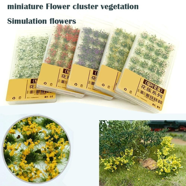 1box Mini Flower Clusters Model Flower Grass Model Train Railway Sand