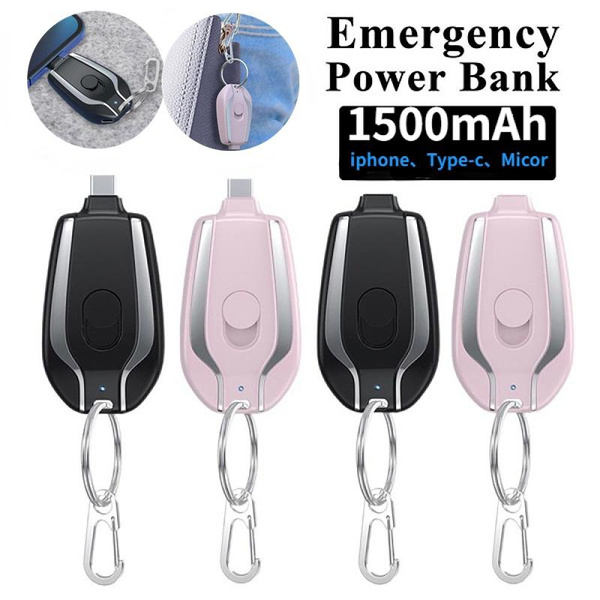 Chargeur porte-clés Portable 1500mAh type-c Mini batterie Ultra