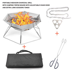 Grill, Adjustable, portable, Tongs